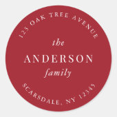 Rücksendeadresse für bearbeitbare Farbfamilien Runder Aufkleber (Vorderseite)