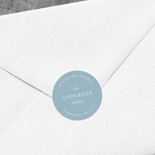 Rücksendeadresse für bearbeitbare Farbfamilien Runder Aufkleber