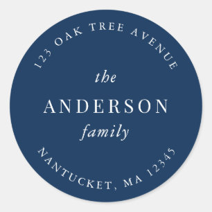 Rücksendeadresse für bearbeitbare Farbfamilien Runder Aufkleber