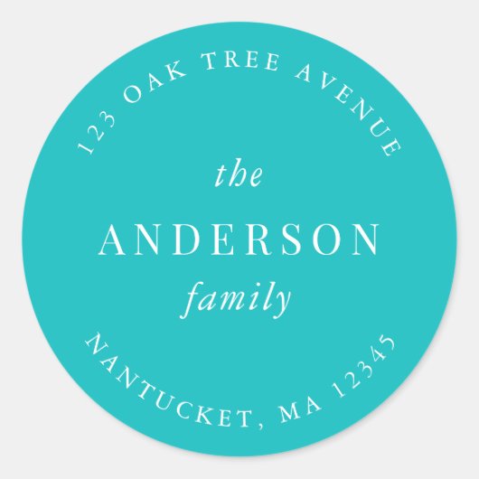 Rücksendeadresse für bearbeitbare Farbfamilien Runder Aufkleber (Vorderseite)