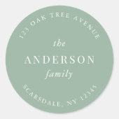 Rücksendeadresse für bearbeitbare Farbfamilien Runder Aufkleber