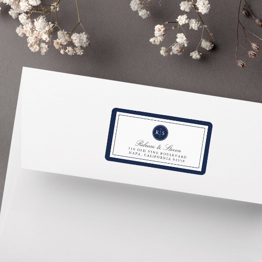 Rücksendeadresse für benutzerdefinierte Farbmonogr Adressaufkleber