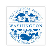 Rücksendeadresse für Blaue Meerestiere Permastempel (Design)