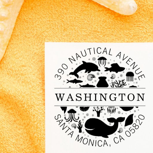 Rücksendeadresse für Blaue Meerestiere Permastempel