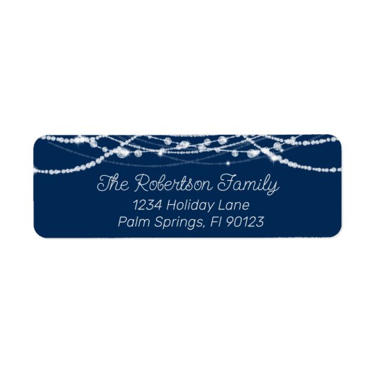 Rücksendeadresse für blaue und weiße String-Lights (Vorne)