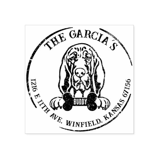 Rücksendeadresse für Bloodhound Custom Family Gummistempel (Prägung)