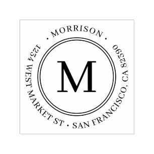 Rücksendeadresse für ClassRound Monogram Familie Permastempel