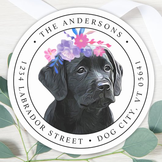 Rücksendeadresse für das schwarze Labor Runder Aufkleber