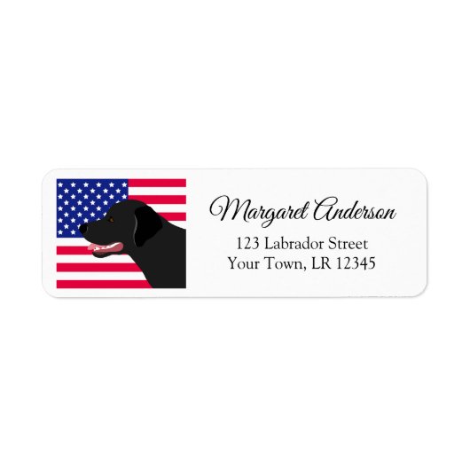 Rücksendeadresse für das Schwarze Labrador-US-Flag (Vorne)