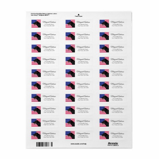 Rücksendeadresse für das Schwarze Labrador-US-Flag (Vorne)