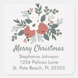 Rücksendeadresse für den Aufenthalt im Folk Art Fl Quadratischer Aufkleber