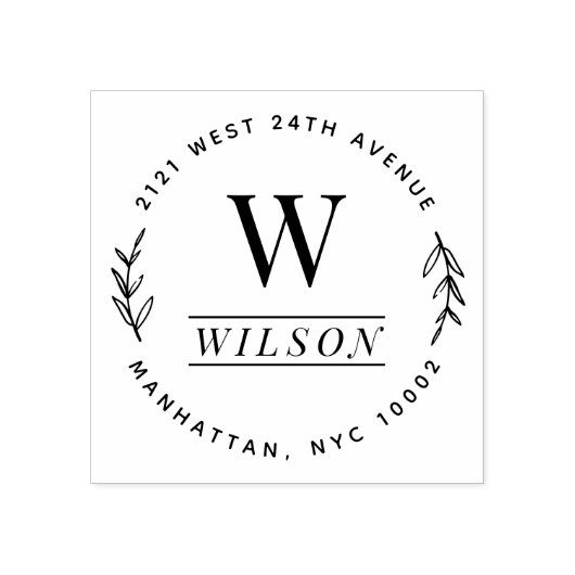 Rücksendeadresse für den Nachnamen der Monogram-Fa Gummistempel (Prägung)