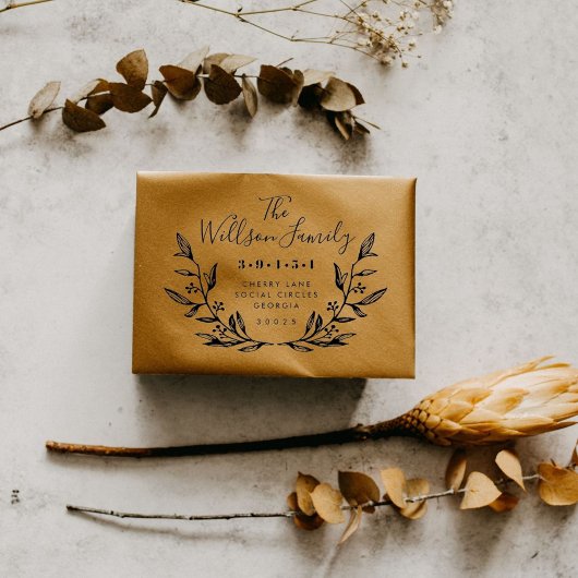 Rücksendeadresse für den Namen der Familie Wreath Gummistempel