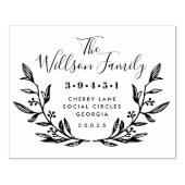 Rücksendeadresse für den Namen der Familie Wreath Gummistempel (Prägung)