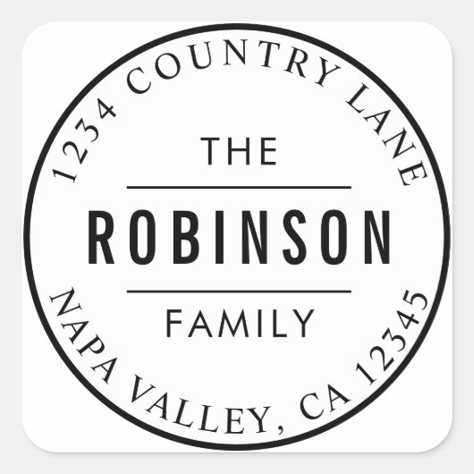 Rücksendeadresse für den Namen der klassischen Cir Quadratischer Aufkleber (Vorderseite)