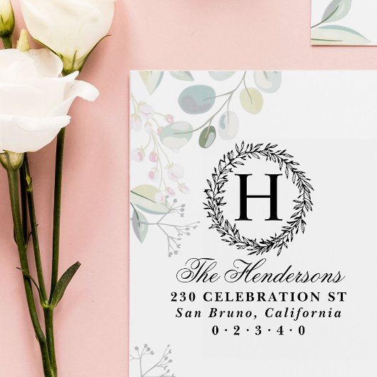 Rücksendeadresse für den Namen von Monogram-Skript Gummistempel