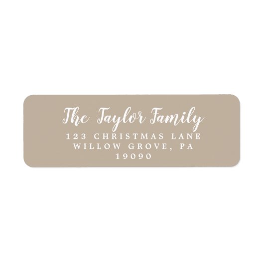 Rücksendeadresse für die gebürstete Tan Holiday-Fa (Vorne)