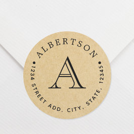 Rücksendeadresse für die klassische Monogramm-Fami Runder Aufkleber