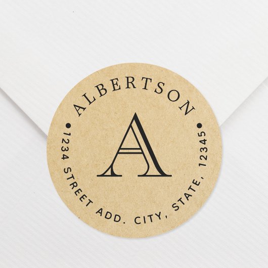 Rücksendeadresse für die klassische Monogramm-Fami Runder Aufkleber