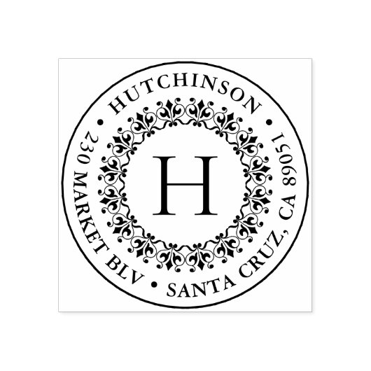 Rücksendeadresse für die klassische Monogramm-Rund Gummistempel (Prägung)