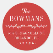 Rücksendeadresse für die Rote Familie Runder Aufkleber (Vorderseite)