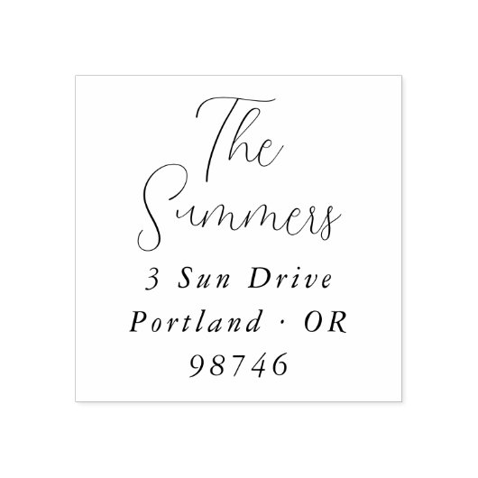 Rücksendeadresse für einfache Skriptbuchstaben Fam Gummistempel (Prägung)