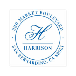 Rücksendeadresse für elitäre Skriptmonogramm-Famil Permastempel