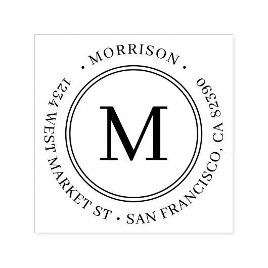 Rücksendeadresse für Familienname bei Monogramm Permastempel (Design)