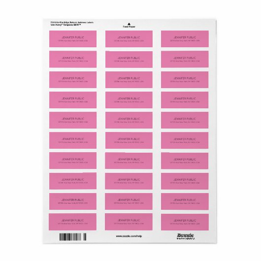 Rücksendeadresse für Farbe und Text in Rosa (Vorne)