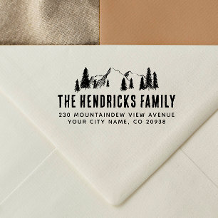 Rücksendeadresse für Gebirge und Pinien Gummistempel