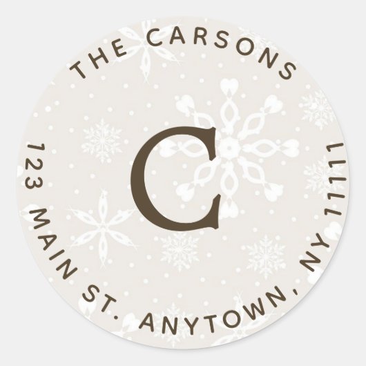 Rücksendeadresse für gequilte Schneeflocken Runder Aufkleber (Vorderseite)