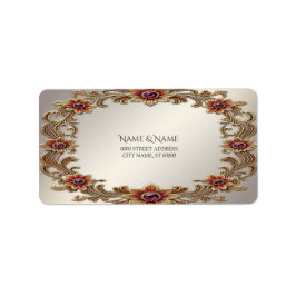 Rücksendeadresse für Gold-Floral-Rahmen Adressaufkleber