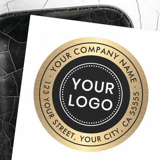 Rücksendeadresse für goldene Farbverläufe Runder Aufkleber