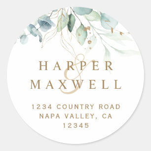 Rücksendeadresse für goldene und grüne Botanische  Runder Aufkleber