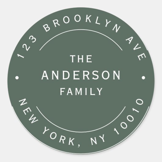 Rücksendeadresse für grün Familiennamen Runder Aufkleber (Vorderseite)