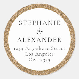 Rücksendeadresse für Hochzeitsbezeichnung für Gold Runder Aufkleber