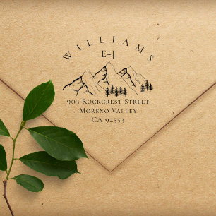 Rücksendeadresse für Hochzeitstiche in Bergkiefern Gummistempel