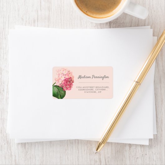 Rücksendeadresse für hübsche Hydrangea-Blume Adressaufkleber (Insitu)