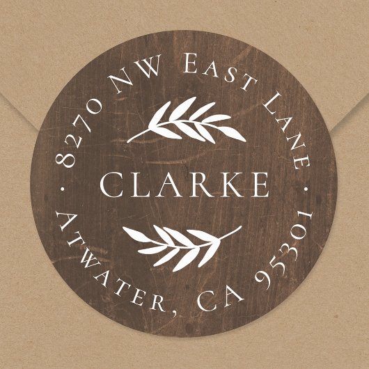 Rücksendeadresse für Imitate Holzwasser-Branchen Runder Aufkleber