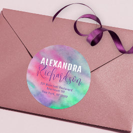 Rücksendeadresse für künstlerische Aquarellbilder Runder Aufkleber