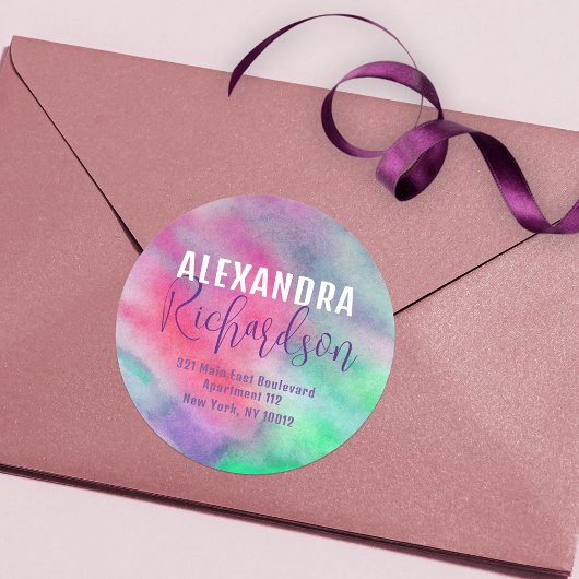 Rücksendeadresse für künstlerische Aquarellbilder Runder Aufkleber