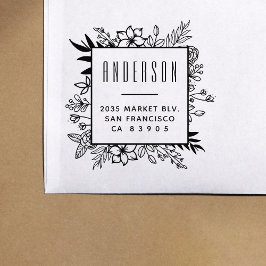 Rücksendeadresse für moderne Blumenrahmen Gummistempel