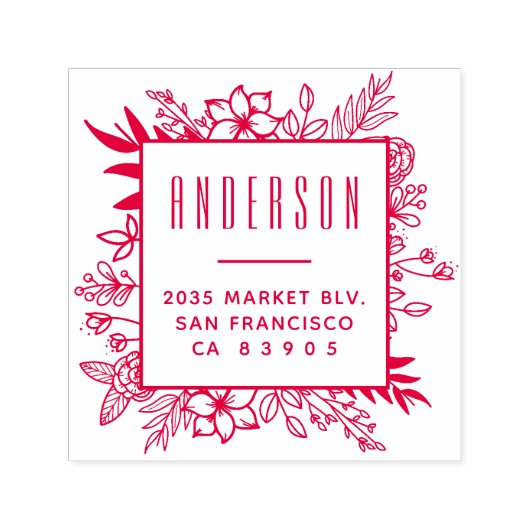 Rücksendeadresse für moderne Blumenrahmen Permastempel (Design)