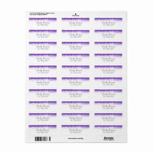 Rücksendeadresse für moderne Lila Imitat Glitzer (Vorne)