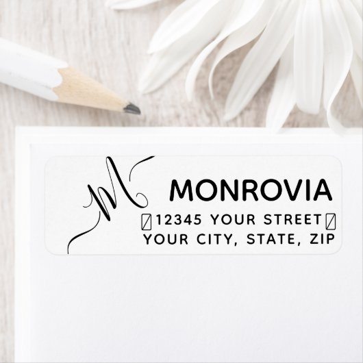 Rücksendeadresse für moderne Script Monogram (Insitu)