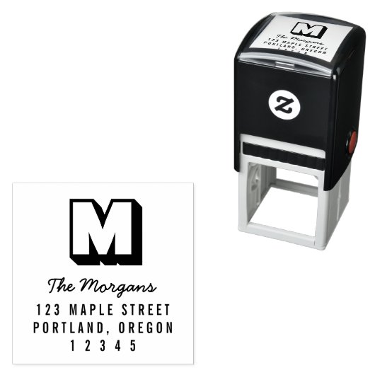 Rücksendeadresse für Monogramm-Nachname Permastempel (Beispiel)