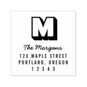 Rücksendeadresse für Monogramm-Nachname Permastempel (Design)