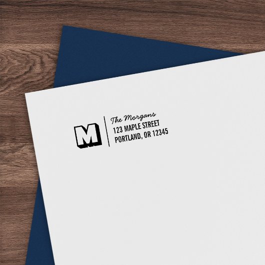Rücksendeadresse für Monogramm-Skriptfamilie Permastempel