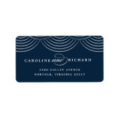 Rücksendeadresse für Navy Art Deco String Lights Adressaufkleber (Vorne)