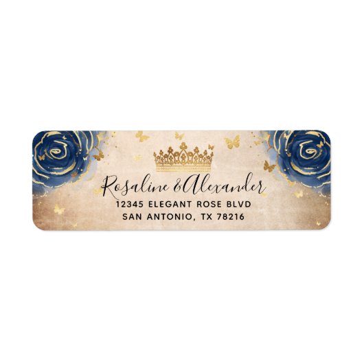 Rücksendeadresse für Navy Blue und Gold Crown (Vorne)